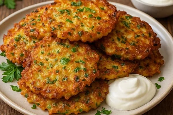 Деруни з сиром і зеленню